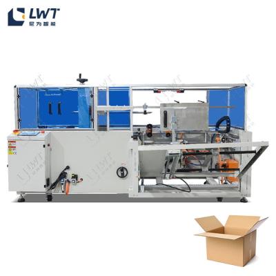 China Leadworld Fin de línea de embalaje automático corrugado totalmente automático cinta de vino caja de caja ex cartón erector máquina en venta