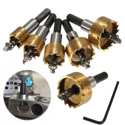 China 5Pcs 16-30mm Fiberboard HSS Hole Saw Set Drill Bit Steel Hole Opener 4241 High Speed ​​Steel Drill Bits Hole Saw Cutter Set stainless for sale