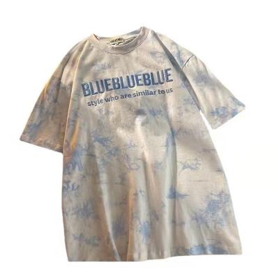 China Fashion Factory Sale Fashion Mid Long T Shirt Regular Hot Short Sleeve Tie Dye Shirts For Women for sale