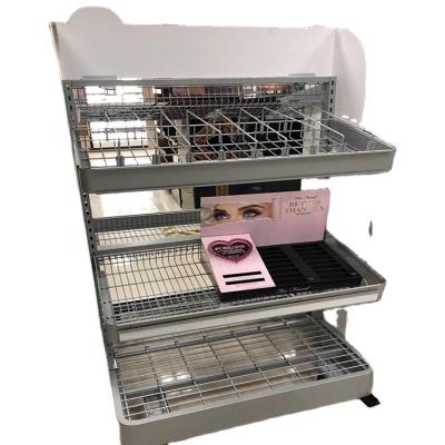 China Morden Gray Cosmetic Wire Rack Layer Retail Store Shelves Display Racks Shop Racking for sale