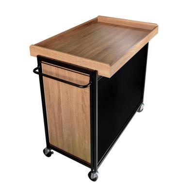 China Rolling Out Merchandise Food Cart Retail Frame Clothing Store Cabinet Decorative Display Rack With Rustic Wood Shelf for sale