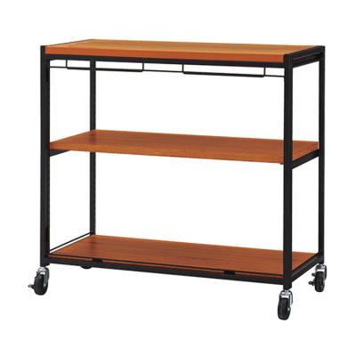 China Displaying Custom Merchandise Acacia Cart With Shelves Frame Clothing Store Cabinet Display Rack Retail Store Furniture for sale