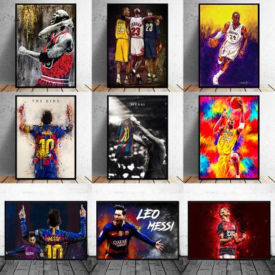 China Football Star Messi Basketball Star Kobe Posters Print Canvas Painting Abstract Wall Art For Living Room Home Decor for sale