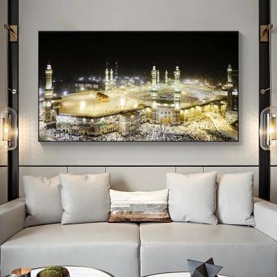 China Abstract Mecca Mosque City Islamic Art Posters and Prints Canvas Painting Wall Art for Living Room Home Decor (No Frame) for sale