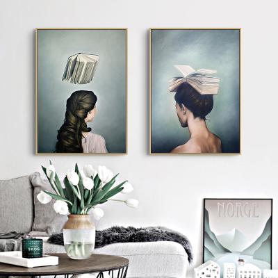 China Modern Abstract Woman Art Canvas Paintings Wall Art Abstract Book Pictures For Living Room Decor (No Frame) for sale