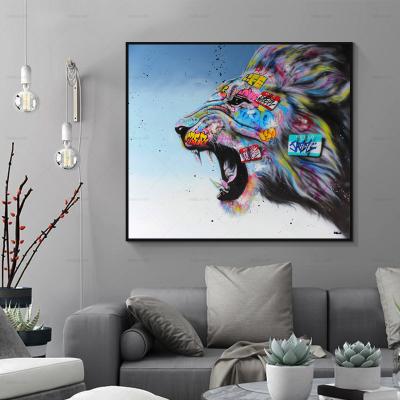 China Abstract Cuadros Wall Art Posters And Prints Lion Graffiti Art Canvas Painting For Living Room Home Decor (No Frame) for sale