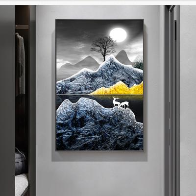 China Modern Abstract Black and Gold Snow Mountain Canvas Painting Wall Art Pictures for Living Room Home Decor (No View) for sale