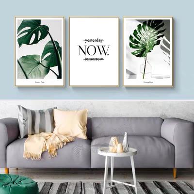 China Modern Minimalist Abstract Monstera Grow Leaves Wall Art Pictures Canvas Paintings Posters And Letter Prints For Living Room Decor (No Frame) for sale