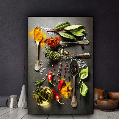 China Abstract Grains Spices Spoon Wall Art Pictures Painting Peppers Kitchen Canvas Painting Wall Art For Living Room Home Decor (No Frame) for sale