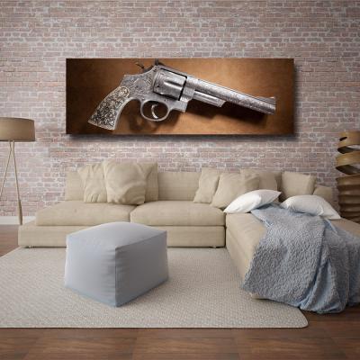 China Abstract Revolver Weapon Gun Pocket Watch Canvas Pictures Throw Gun Painting Wall Art for Living Room Home Decor (No Frame) for sale