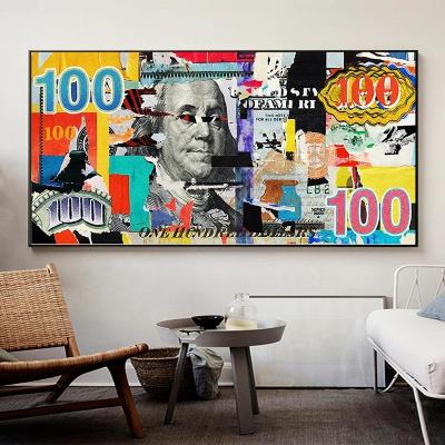 China 100 Dollars Creative Abstract Modern Abstract Bill Posters and Print Canvas Painting Wall Art for Living Room Home Decor (No View) for sale