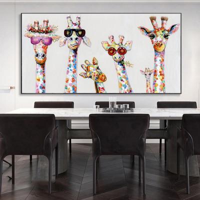 China Modern Abstract Happy Family Giraffes Posters And Prints Canvas Painting Print Wall Art For Living Room Home Decor (No Frame) for sale