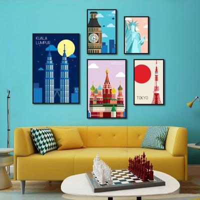 China Minimalist Wall Art Pictures Abstract Landscape Artwork Landmark Posters And Prints Canvas Paintings For Living Room Decor for sale