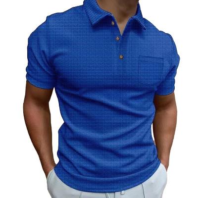 China Wholesale Custom Anti-Wrinkle Waffle Mens Polo Sleeve Pocket Button Short T-Shirt Top for sale