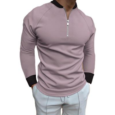 China New Spring and Autumn Men's Anti-wrinkle 1/4 New Men's Spring and Autumn Half Zipper Jacket T-shirt Polo T-shirt Slim Fit Long Sleeve Stand-Up Collar for sale