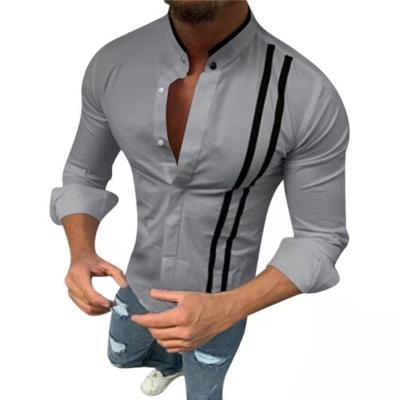 China Anti-pilling Springsummer and Autumn New Collar And Button Contrast Men's Long-sleeved Shirt for sale