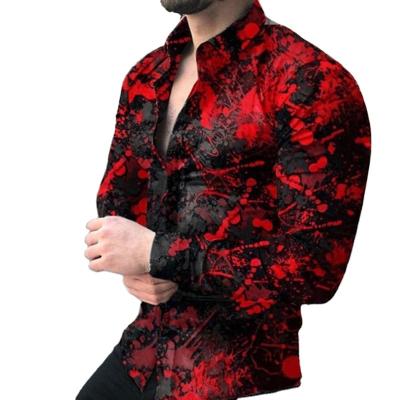 China 2023 Summer Men's Summer Beach Long Sleeve Casual Shirt Full Body Printed Hawaiian Men's Shirt for sale