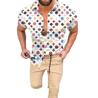 China Anti-pilling hot selling 2023 new summer men's clothing Europe and the United States trend retro shirt casual fashion printed cardigan men for sale