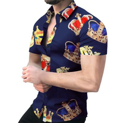 China Hawaiian men's digital shirt high quality printed men's sleeve shirt anti-pilling 2023 summer new men's short thin lapel shirt for sale