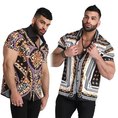 China Anti-pilling hot selling 2023 new summer men's clothing Europe and the United States trend retro shirt casual fashion printed cardigan men for sale