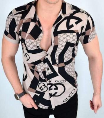 China Anti-pilling 2023 summer hot sale men's casual short-sleeved shirt fashion printed men's casual shirt for sale