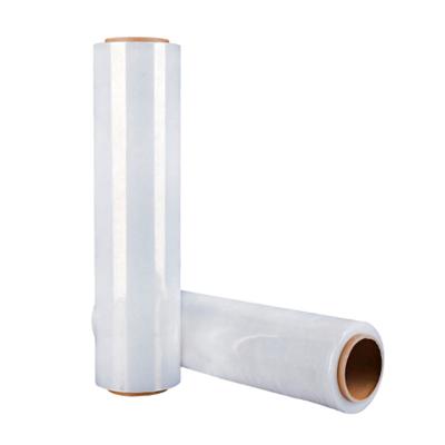 China Factory Price Customized High Quality Moisture Proof Lldpe Pallet Polyolefin Cast Hand Stretch Film Roll Wrapping Goods Transparent Film for sale