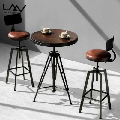 China Assembled Industrial Design Brown Bar Chair Stools And Table Furniture Wood High Bar Chair For Cafe Restaurant Dining Chaise Wood Metal for sale