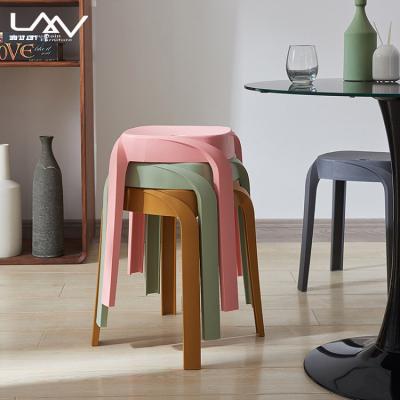 China Household plastic round restaurant chair wholesale cheap price stool assembly multiple colorsStacking plastic dining chair for sale