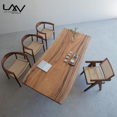 China Assembled Natural Walnut Furniture Table Top Polished Solid Wood Use For Dining Room Living Room Hotel Villa for sale