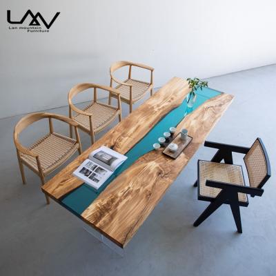 China New Design Assembled Wood Art Epoxy Table Top, Solid Wood Epoxy Resin Table Top, Epoxy Wood Dining Table for sale