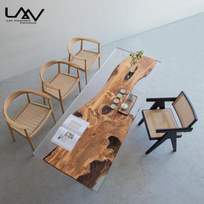 China Solid wood top epoxy wood dining table compiled epoxy resin wood top table top dining table for sale