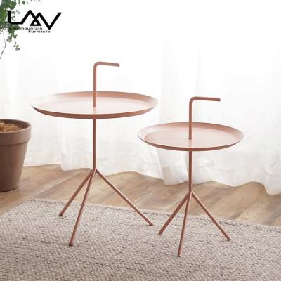 China Assembled Modern Living Room Furniture Multiple Colors To Choose Round Side Table Metal Cafe Corner Table for sale