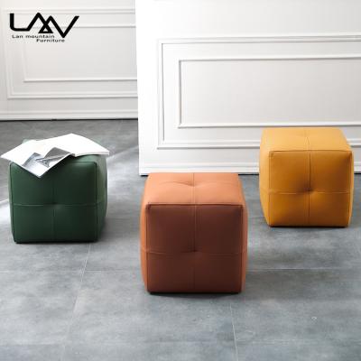 China Comfortable Modern Leather Square Cube Stool Ottoman Living Room Ottoman Multiple Color Options for sale