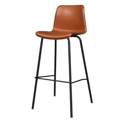 China Brown Modern Minimalist Leather Home Furniture Leather Casual High Stool Assembled Bar Counter Chairs For Bar Table for sale