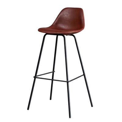 China Assembled vintage counter bar stool chairs hot sale Italian barstool with metal legs and PU leather chaise for sale