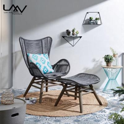 China Modern Outdoor Furniture Soie Assembled Wood Base Braided Rope Lounge Chair Use For Garden Lounge Hotel Patio for sale