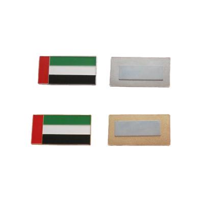 China World Rectangular Shape UAE Metal Flag Magnetic Gold And Silver Badges For UAE National Day Gift for sale