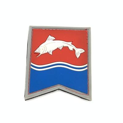 China High Quality Embossed 3D 3D Fishing Logo Soft PVC Hook Patch For Apparel/Bags for sale