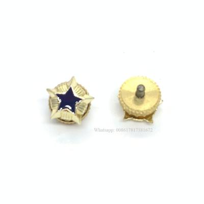 China Worldwide Factory Custom Metal Lapel Pins Five-pointed Star Logo Pin Badges With Nuts for sale