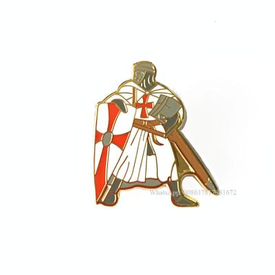 China World Good Quality Engrave Hard To Enamel A Knight Logo Lapel Pins Badge With Butterfly Clutch for sale