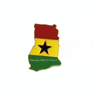 China Global High Quality Soft Enamel Ghana Flag 30mm Metal Lapel Pin Pin Badges for sale