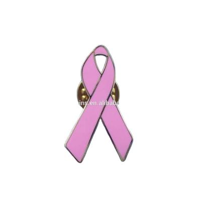 China Europe Pink Ribbon Cancer Awareness Badges Metal Pin for sale