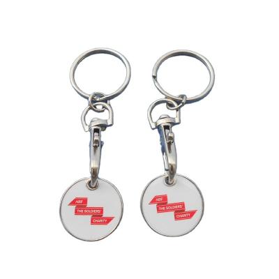 China Europe Metal Trolley Coin Keychain Round Designs Token Trolley Coin Keychain Shopping Cart Coin for sale