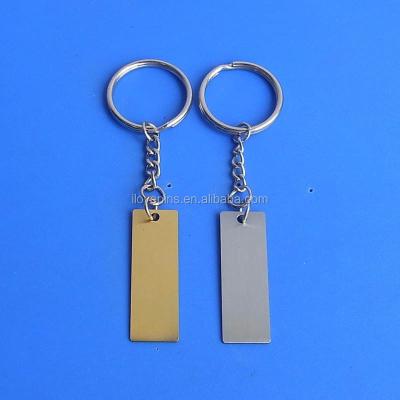 China Simple antique blank metal rectangle keychains, vintage gold and silver wholesale keychains for sale