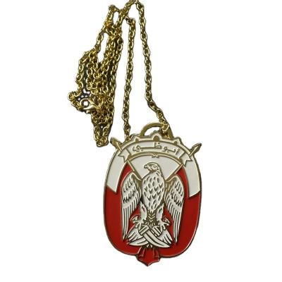 China Global Hot Sale UAE Falcon Eagle Metal Soft Enamel Necklace Pendant for sale