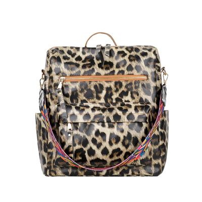 China High Quality Zipper Anti-theft Single Shoulder Travel Backpack School Leopard Bags Vintage PU Leather Colorful Tote Bags for sale