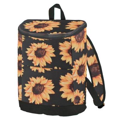 China Hot Selling Sunflower Insulated Portable Leopard Printing Patch Picnic Camping Cooler Backpack for sale