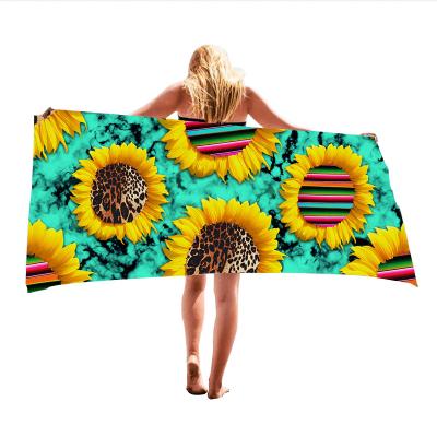 China QUICK DRY Custom Personalized Embroidered Serape Leopard Sunflower Beach Pool Towels for sale