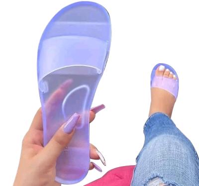 China 2020 Summer Custom Made Lightweight Clear Transparent Women's Flat Sandals Candy Jelly Sandals For Ladies for sale