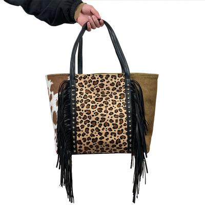 China Fashion New Arrival Product Ladies Leopard Handbag Canvas Tassels Tote Bags For Travel for sale